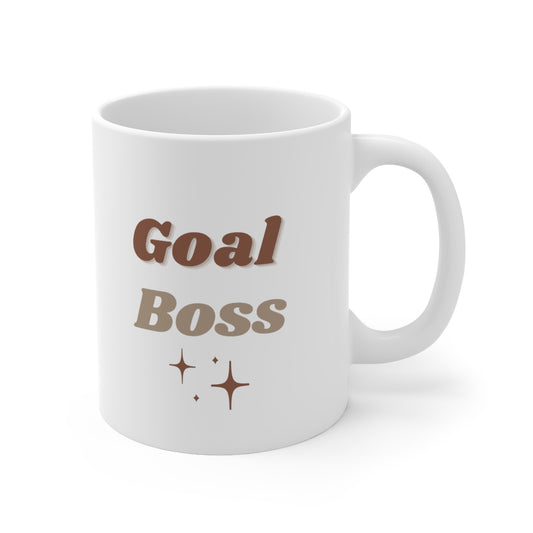 Goal Boss Mug Double Sided White Ceramic Coffee Tea Mug- Inspirational Birthday Gift, Motivational Mug, Daily Affirmation Mug, Self Care Gift