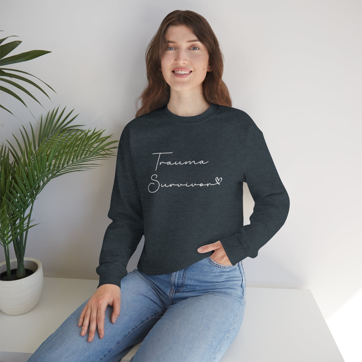 Trauma Survivor Crewneck Sweater Inspirational Sweatshirt, Sweater, Motivational Sweater, Gift For Women, Trauma Recovery