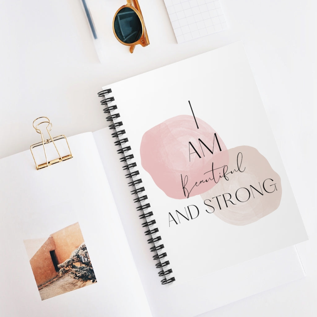 I Am Beautiful And Strong Affirmation Durable Journal- Motivational Notebook, Inspirational Notebooks, Women’s Inspirational Journal, Best Self Help Journal, Daily Motivational Journal