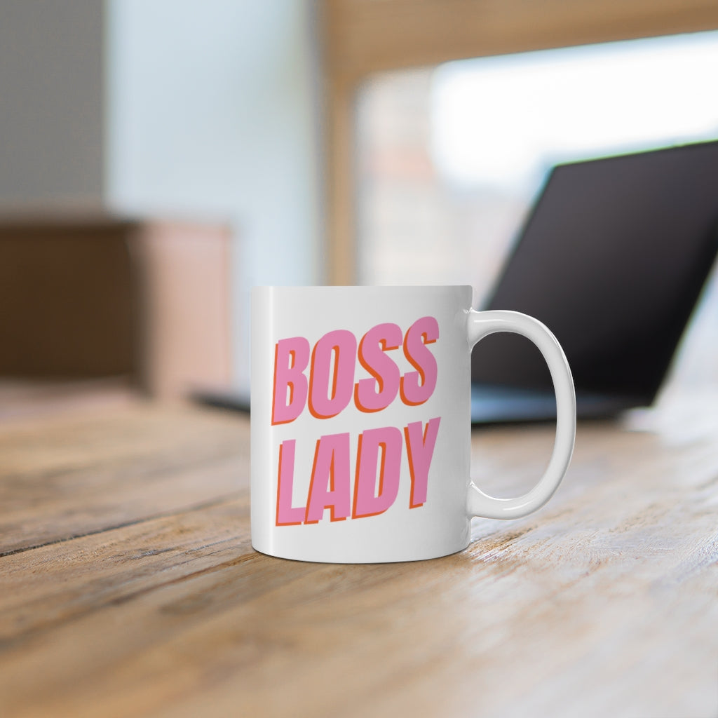 Boss Lady Motivational Double Sided White Ceramic Coffee Tea Mug- Inspirational Birthday Gift, Motivational Mug, Daily Affirmation Mug, Self Care Gift