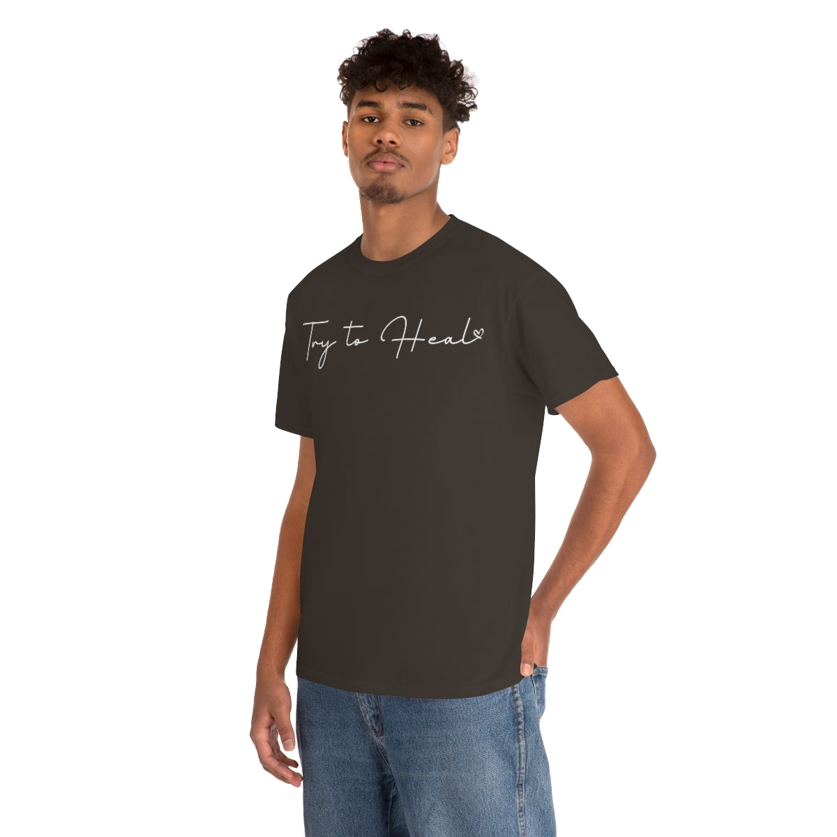 Try to Heal Signature Brand T-Shirt Trauma Survivor T-shirt Graphic 100% Cotton T-shirt- Trauma Recovery, Mental Health T-shirt, Self-Care Gift T-shirt, Black Graphic Tee