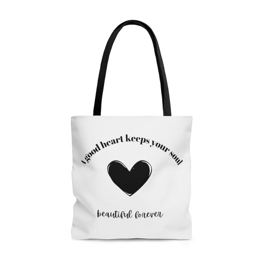 A Good Heart Durable Motivational Tote Bag- Inspirational Tote Bag, Laptop Tote Bag, Office Tote Bag, Self-Care Gift Tote Bag, Tote Purse