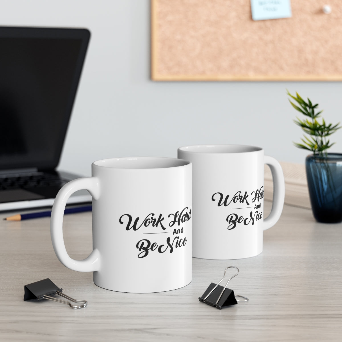 Work Hard & Be Nice Mug Double Sided White Ceramic Coffee Tea Mug- Inspirational Birthday Gift, Motivational Mug, Daily Affirmation Mug, Self Care Gift