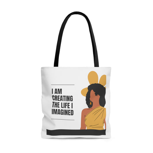 I Am Creating Durable Motivational Tote Bag- Inspirational Tote Bag, Laptop Tote Bag, Office Tote Bag, Self-Care Gift Tote Bag, Tote Purse