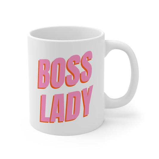 Boss Lady Motivational Double Sided White Ceramic Coffee Tea Mug- Inspirational Birthday Gift, Motivational Mug, Daily Affirmation Mug, Self Care Gift